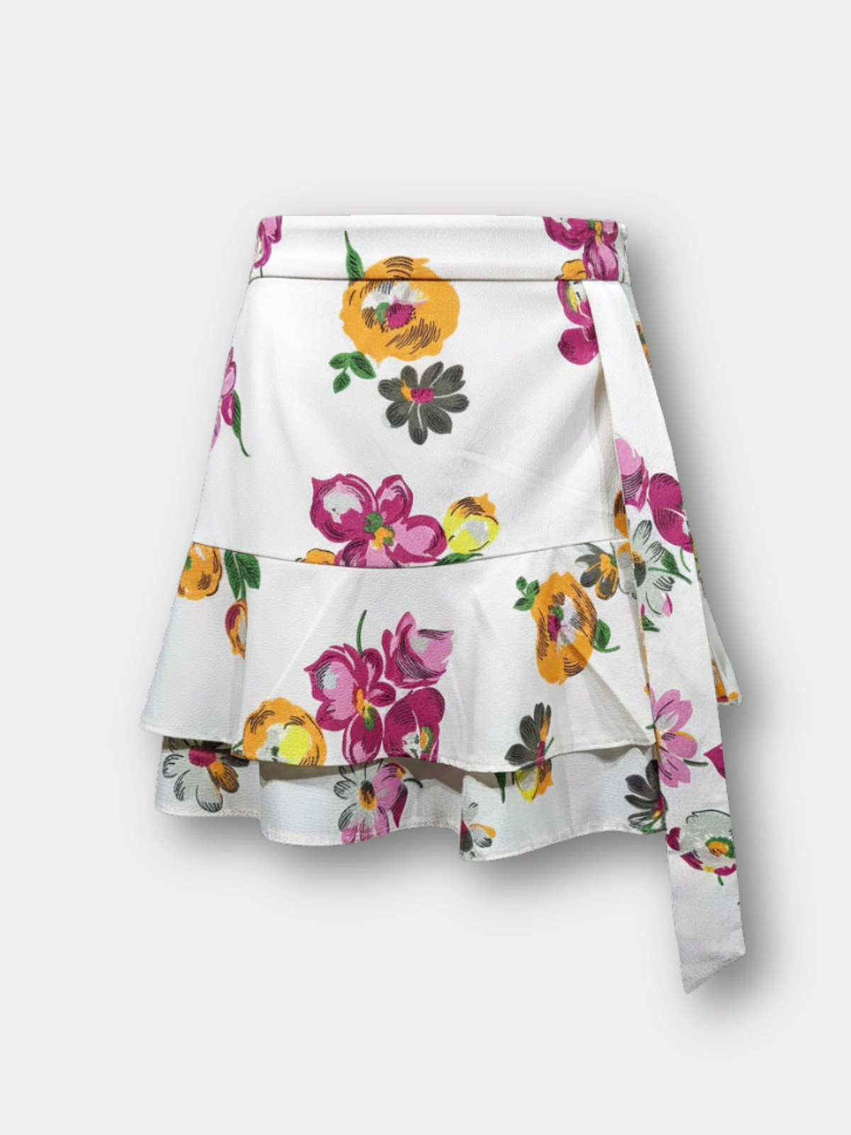 Short-Floral Ruffle Skirt